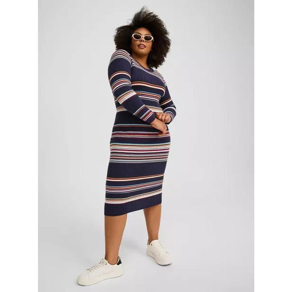 Torrid Striped Stretch Knit Column Sweater Dress Maxi 2X